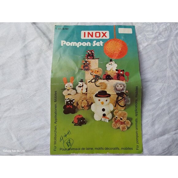 Vintage 1970s Inox set of 4 pompon makers plastic 4 different sizes instructions - Picture 3 of 10